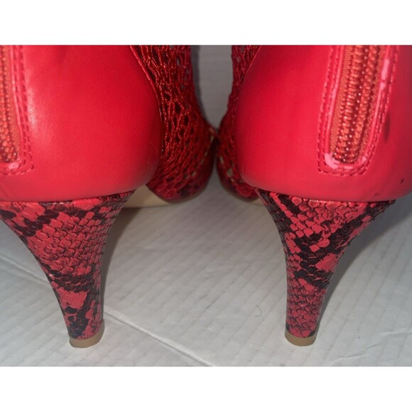 Ashro Booties 11M Heels‎ Snakeskin Mesh Zip Back Kitten Heel Dressy Shoe - Picture 12 of 15